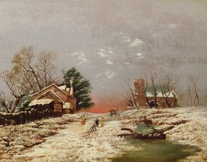 Winterscène door Unbekannt Unbekannt